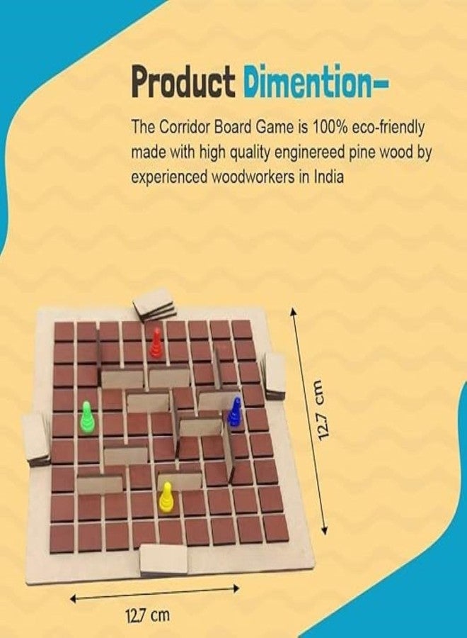 Braintastic Wooden Corridor Board Game for Kids, Adults, Family| Age 8+ Years (Smart Kids 4+ Years)|Interesting Mind, Strategy Game for Home, Travel| Super Fun to Play| 2-4 Players|Brown Color| - Image 3